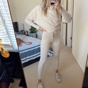 Cream sweater two piece lounge set